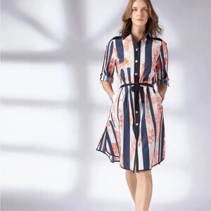 Tricot Chic Striped and Floral Midi Shirt Dress Size 10